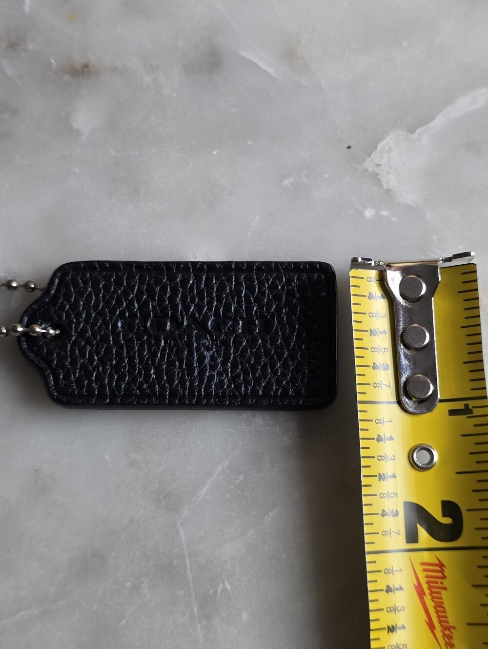 Coach Black Pebbled Leather Hangtag W/ Silver Chain - Picture 6 of 6